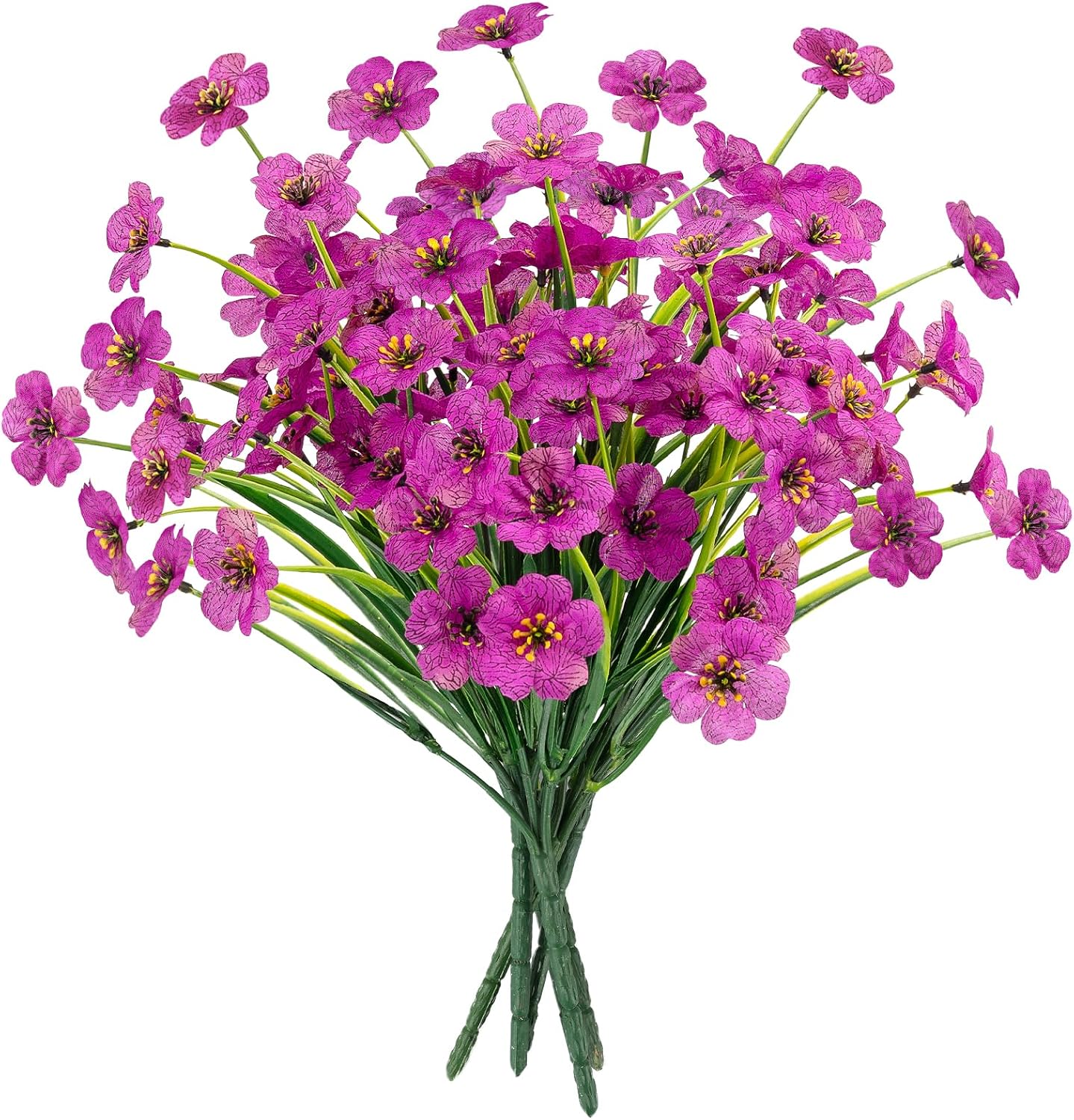 6 Bundles Purple Artificial Flowers for Outdoors, UV Resistant Faux Plants